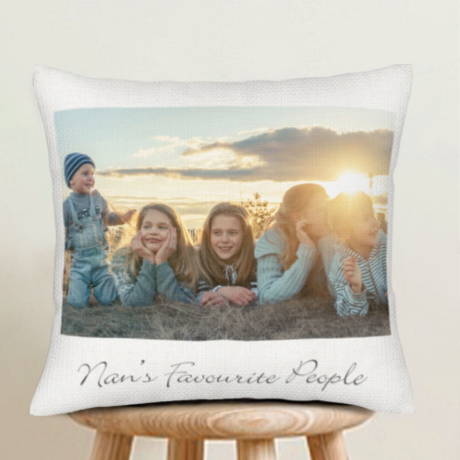 Custom family photo pillow printed both sides gift