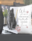 Personalised pet memorial photo cushion with comforting quote