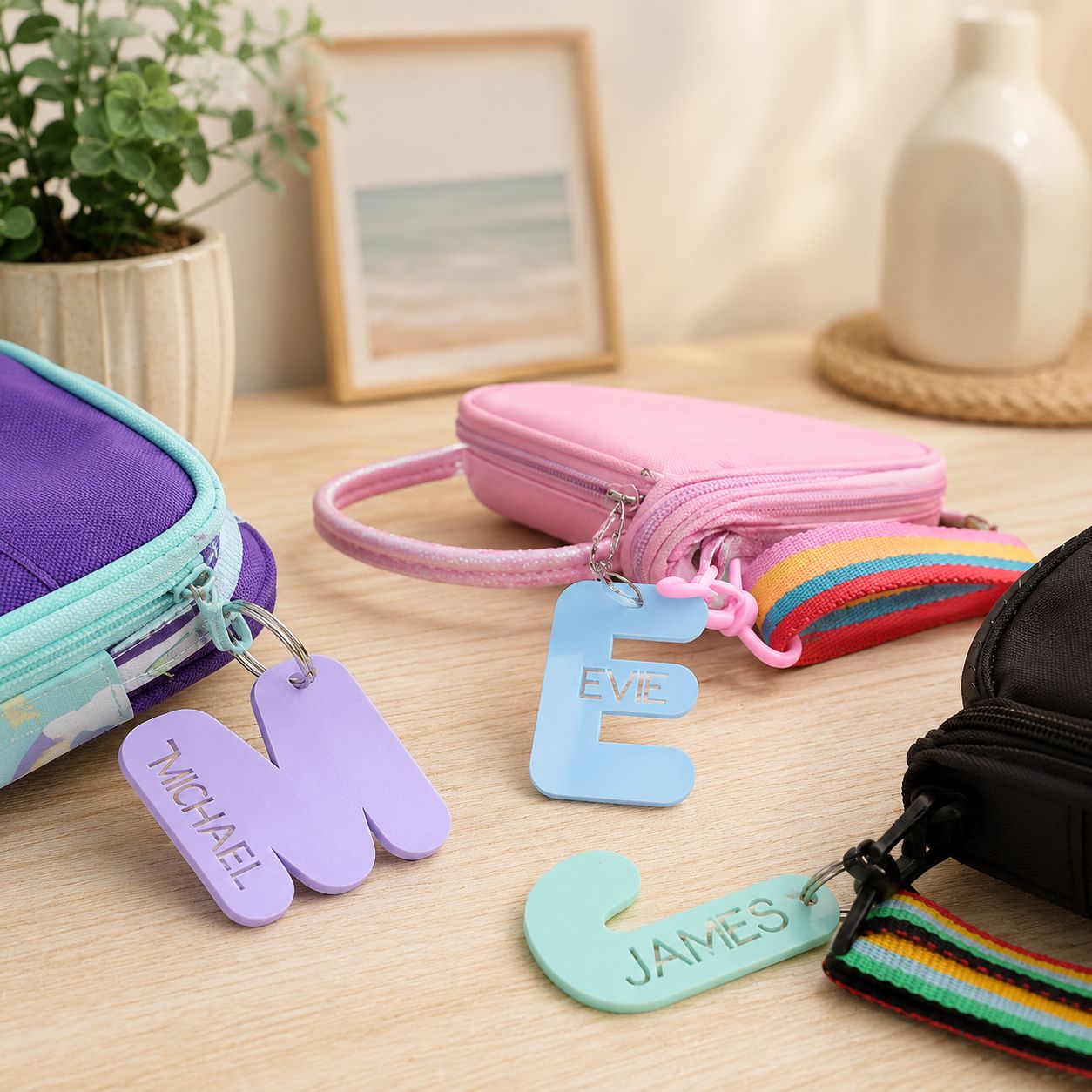 childs bag tag personalised