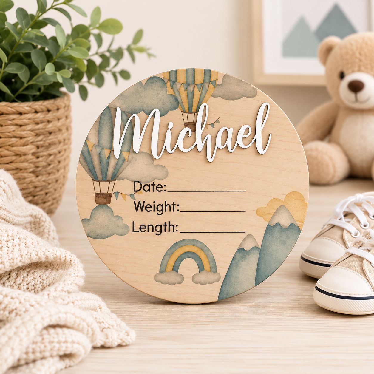 personalised birth announcement disc