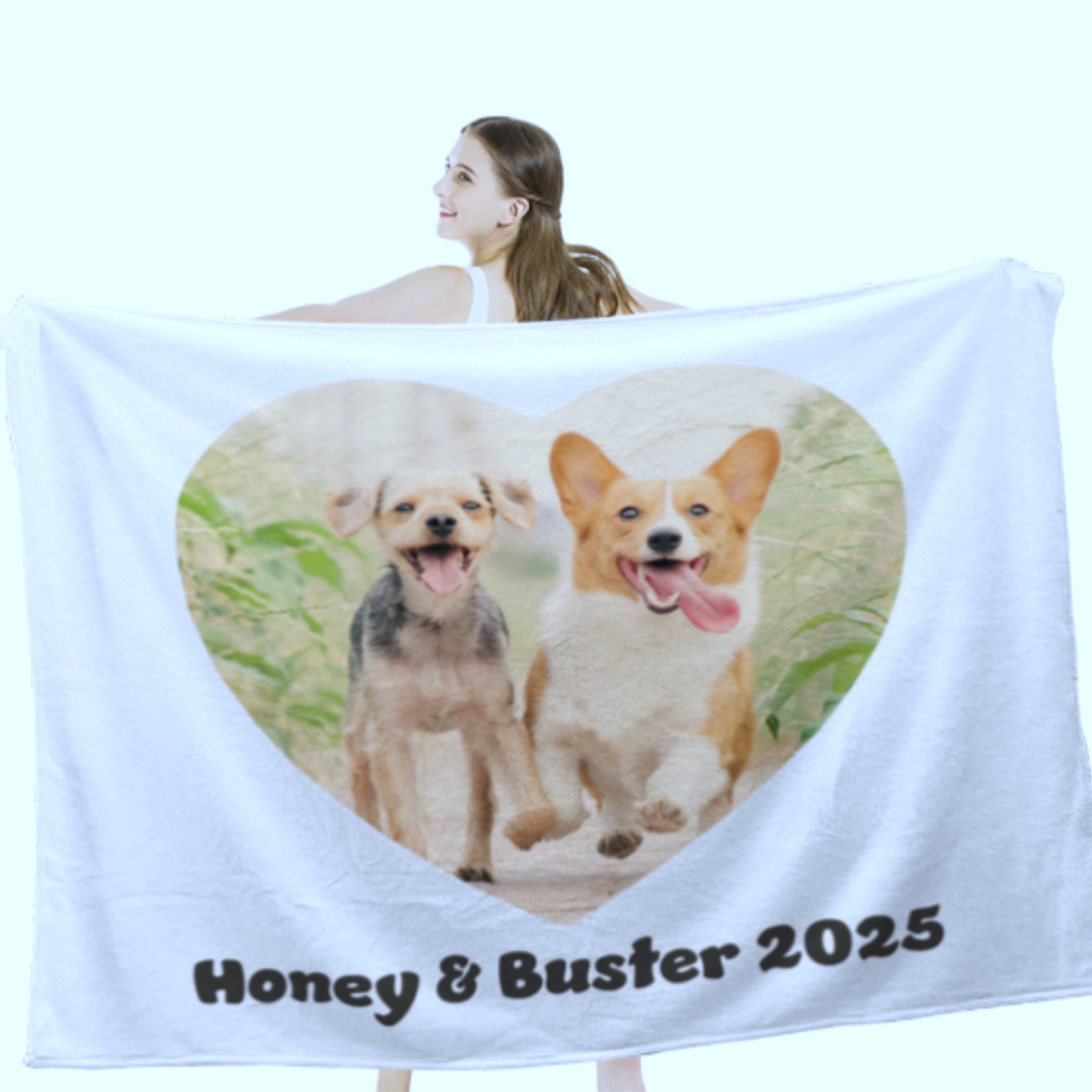 Heart Photo Pet Memorial Blanket