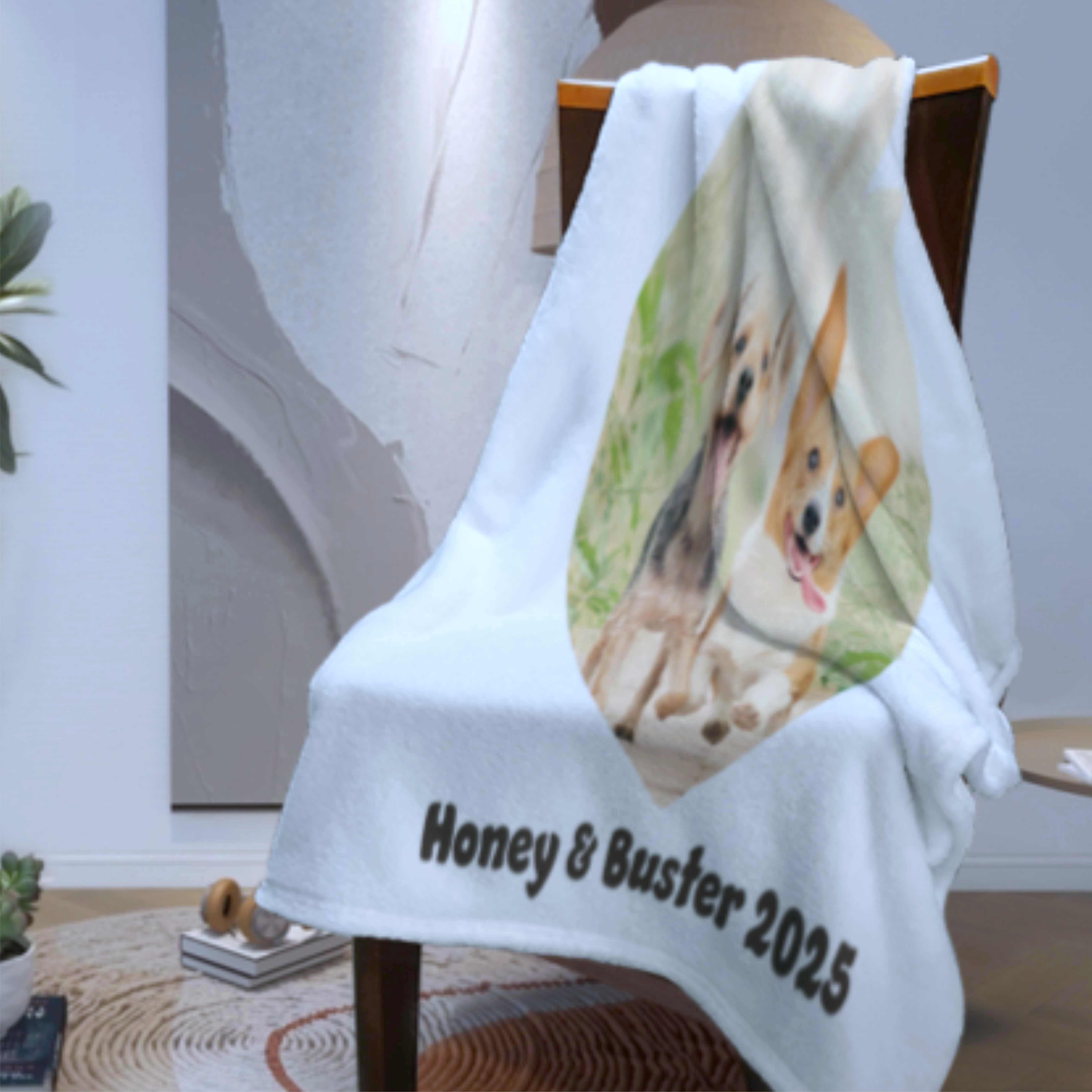 Heart Photo Pet Memorial Blanket