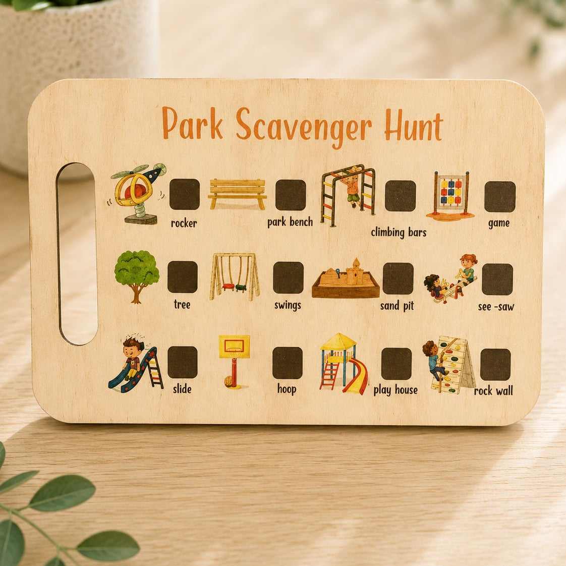 scavanger hunt board for kids