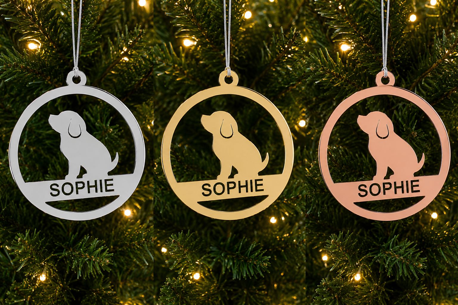 custom pet name dog christmas tree decoration
