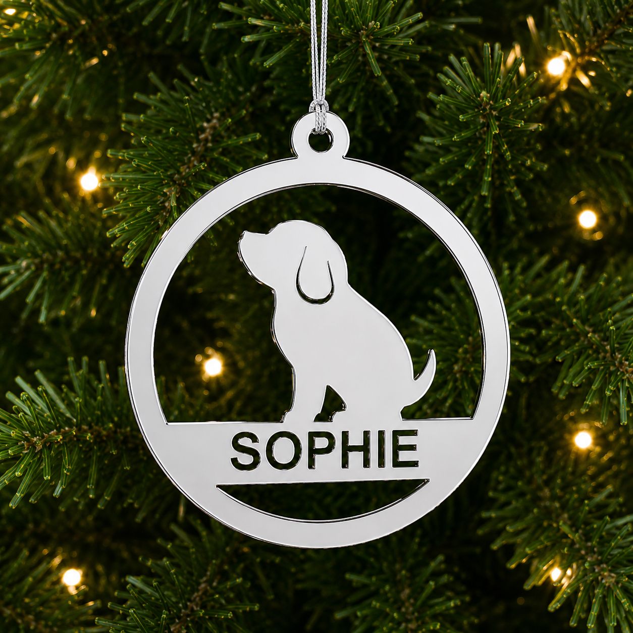 personalised mirror acrylic dog christmas ornament