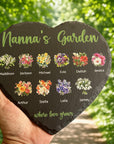 Personalised birth flower slate plaque family names