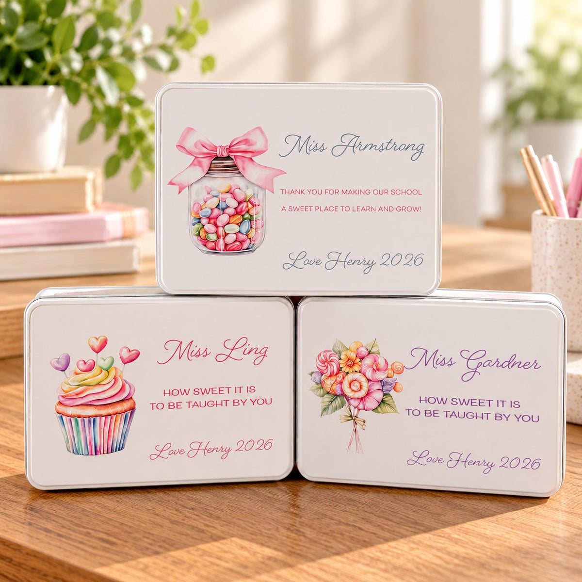 teacher gift tins. how sweet it is
