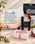 Pet sympathy gift hamper with choice of memorial tile sayings and self-care gifts