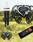 Pet memorial wind chimes angel wings personalised