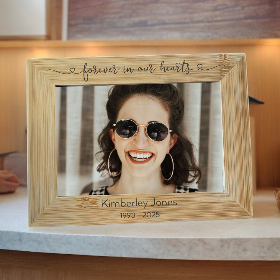 Personalised memorial photo frame forever in our hearts