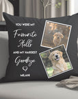 Personalised pet memorial cushion with two photos