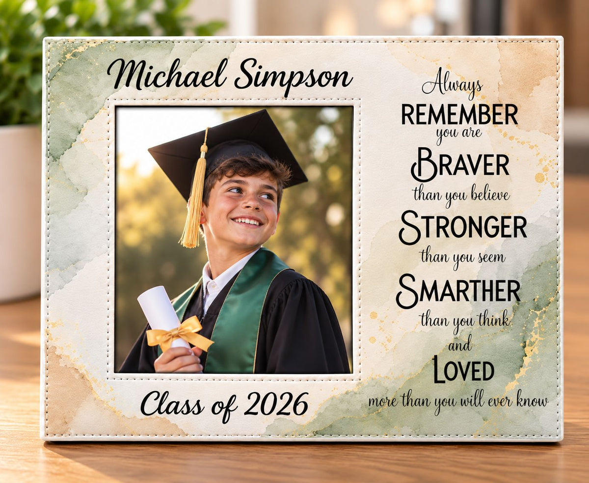 Personalised graduation photo frame with graduate's name, photograph and Class of 2026