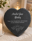 Heart-shaped baby remembrance slate plaque for bereaved parents and families,