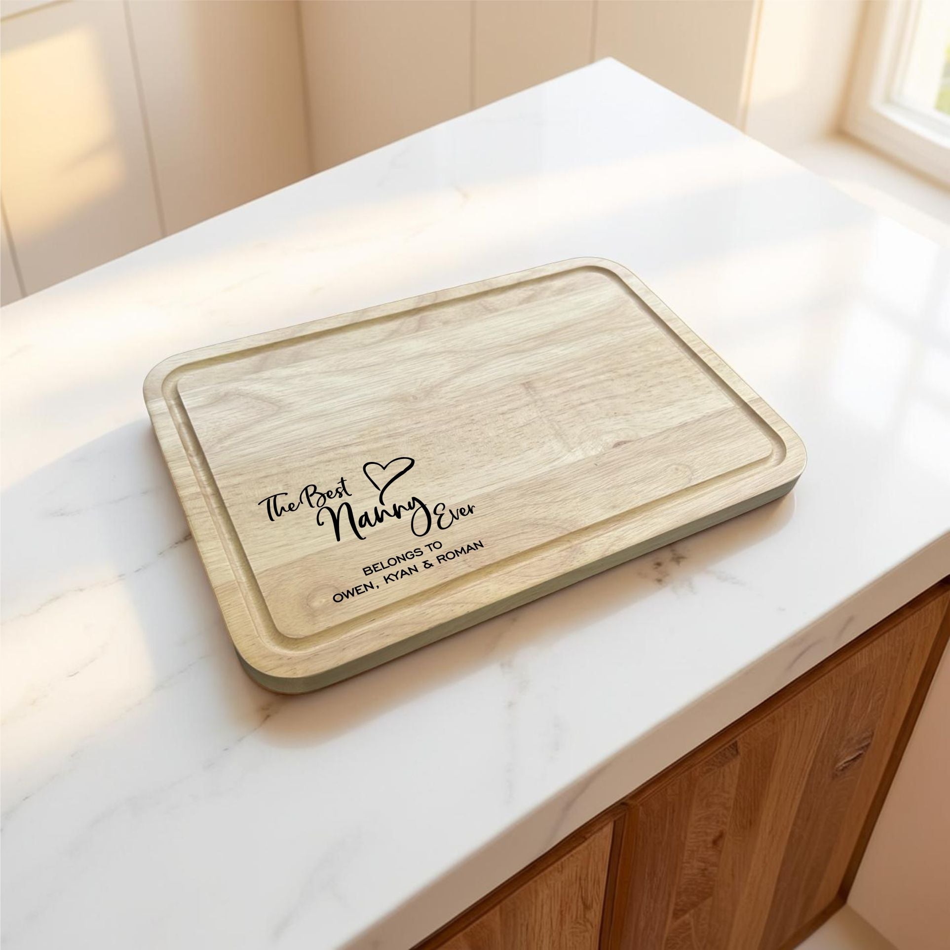 engraved nanny gift wooden chopping board