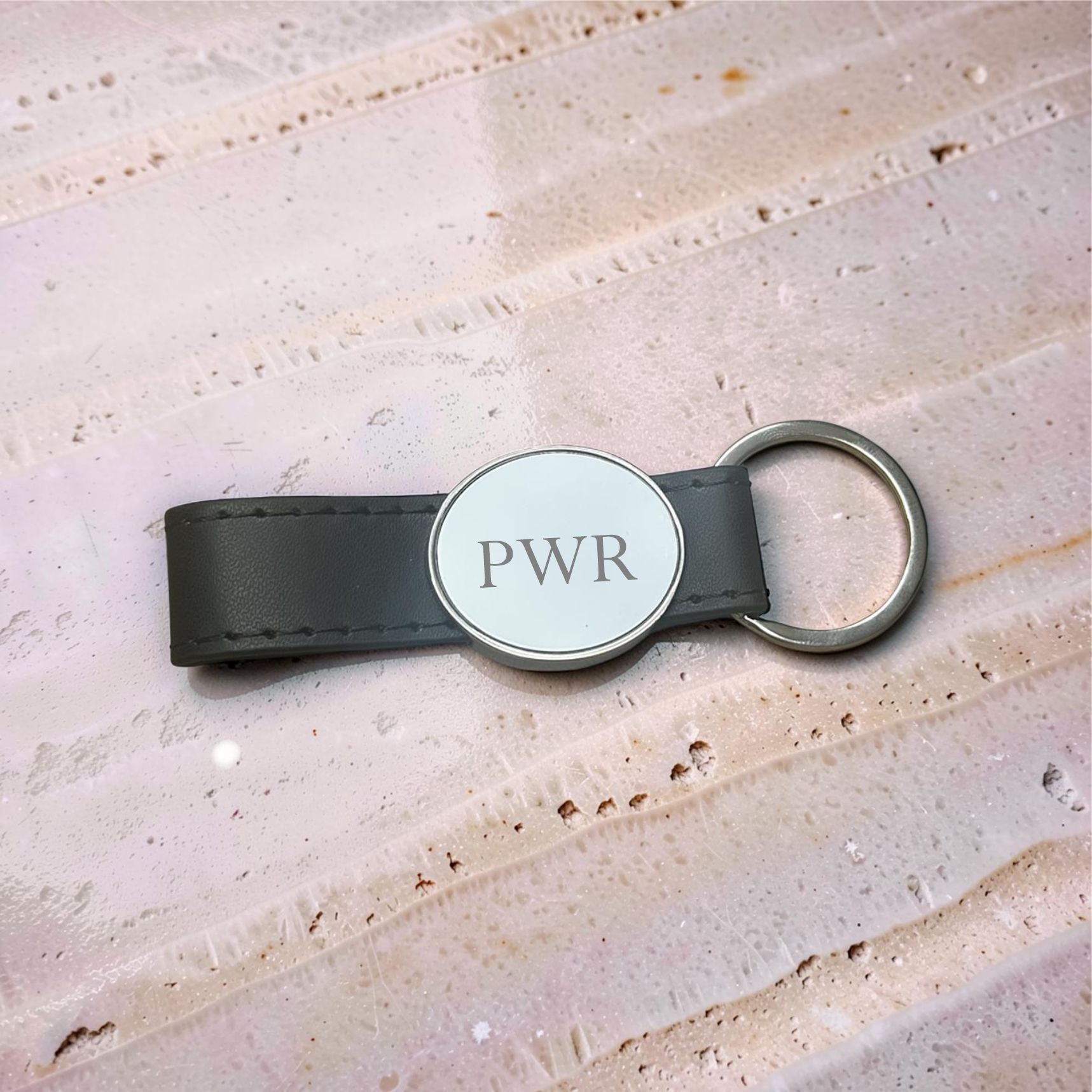 personalised faux leather keyring with initials