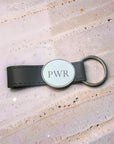 personalised faux leather keyring with initials