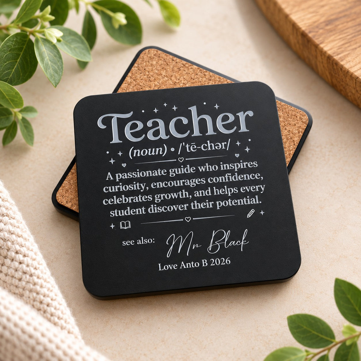 personalised coaster for teacher