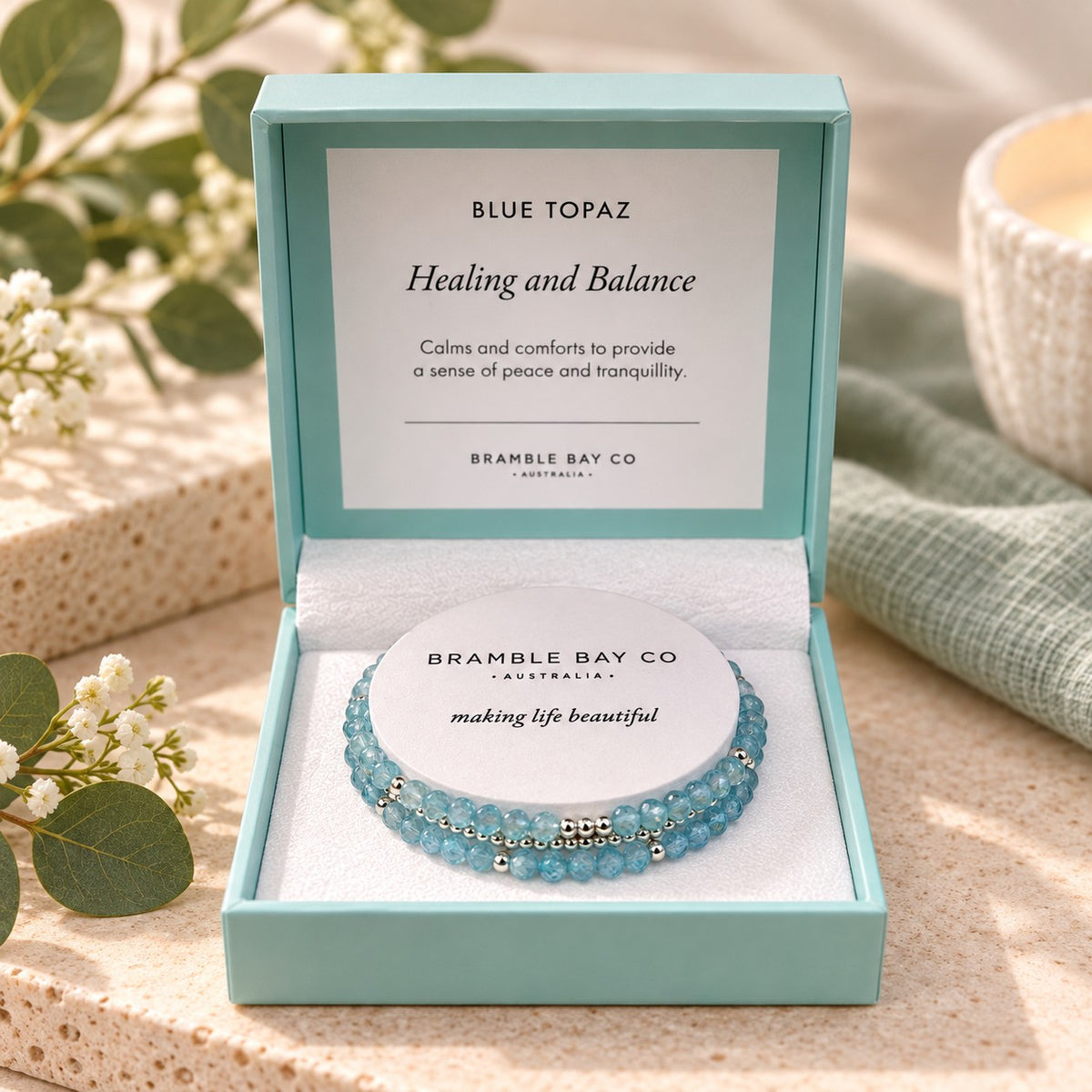 blue topaz healing and balance bracelet