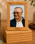 Memorial bamboo photo frames personalised with names and memorial messages for family and friends