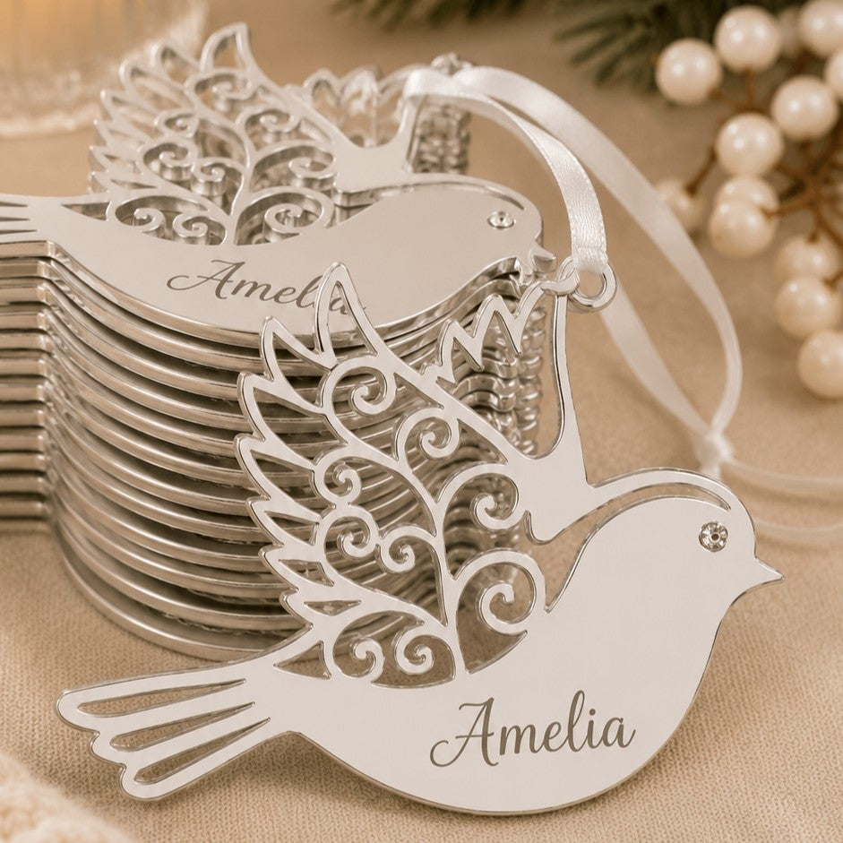 Personalised Mirror Acrylic Bird Memorial Ornament