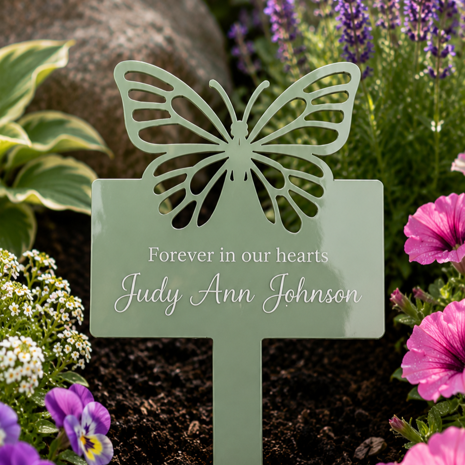 Personalised engraved butterfly memorial acrylic garden stake
