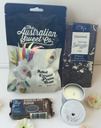 sympathy gift candle and gourmet treats pack