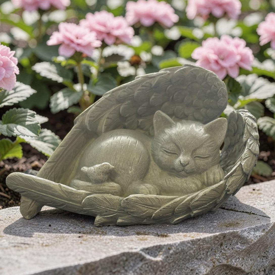 angel wing sleeping cat garden memorial keepsake