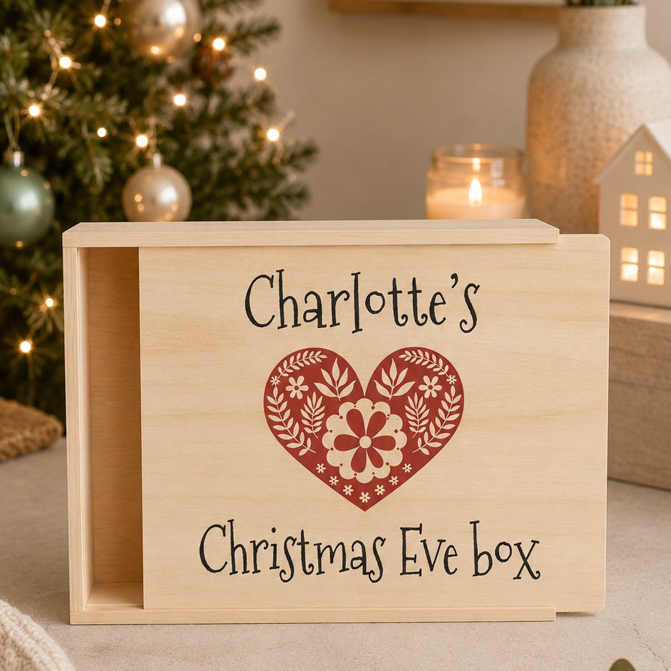 personalized wooden Christmas Eve box 