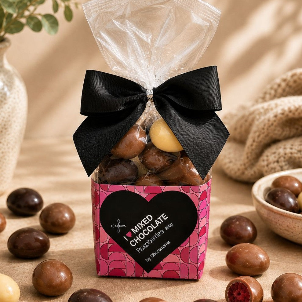 Mixed Chocolate Coated Raspberries - 200gm