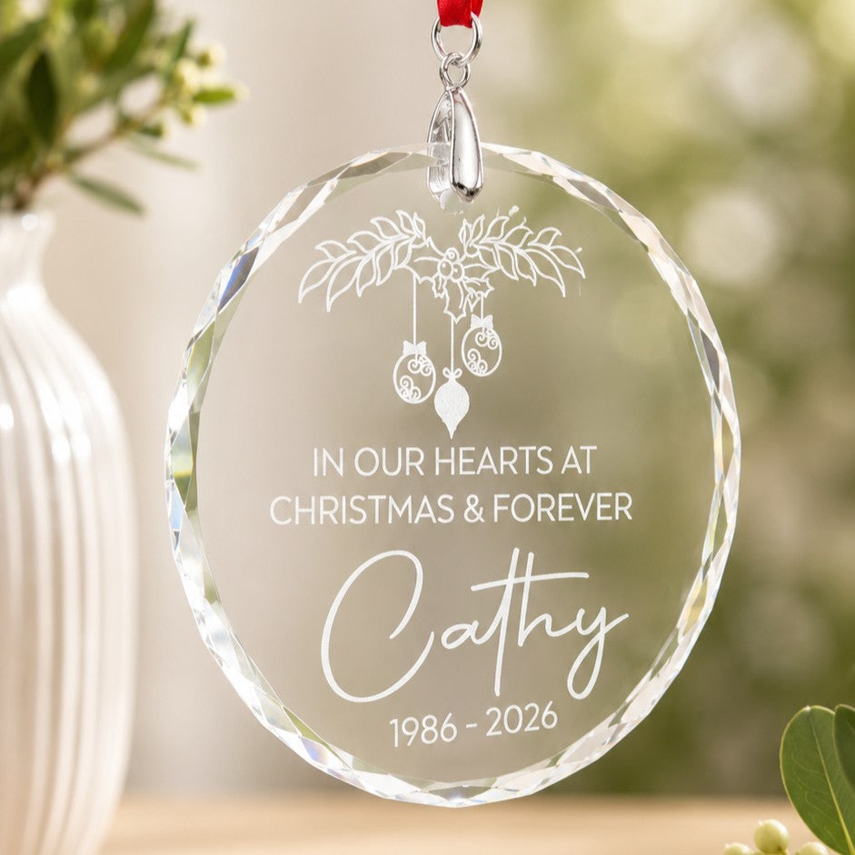 in our hearts Christmas ornament