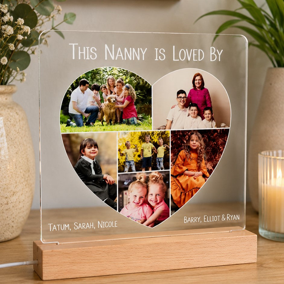 Heart-shaped photo collage night light