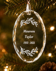 memorial crystal engraved ornament