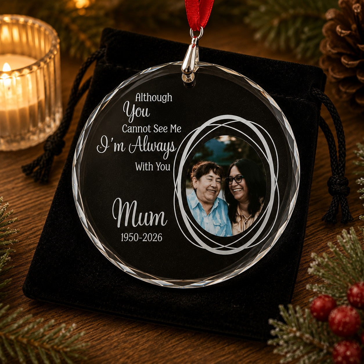 crystal memorial ornament with photo