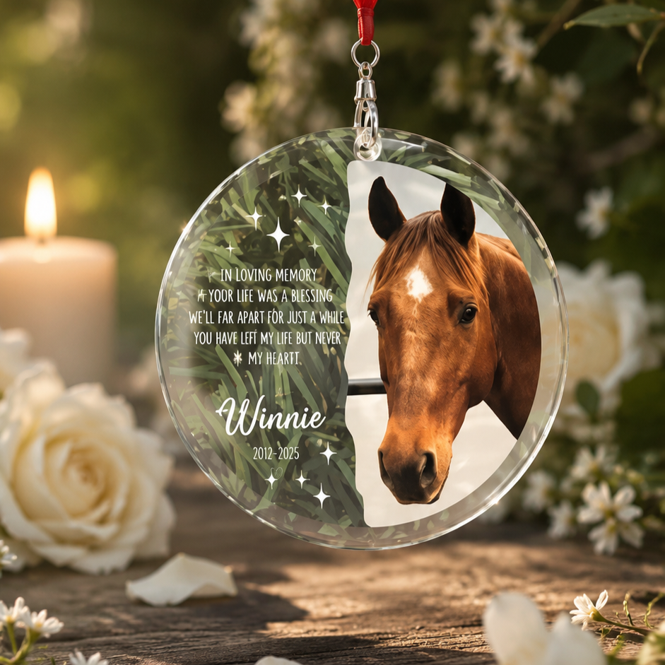 personalised crystal pet memorial ornament with photo and name