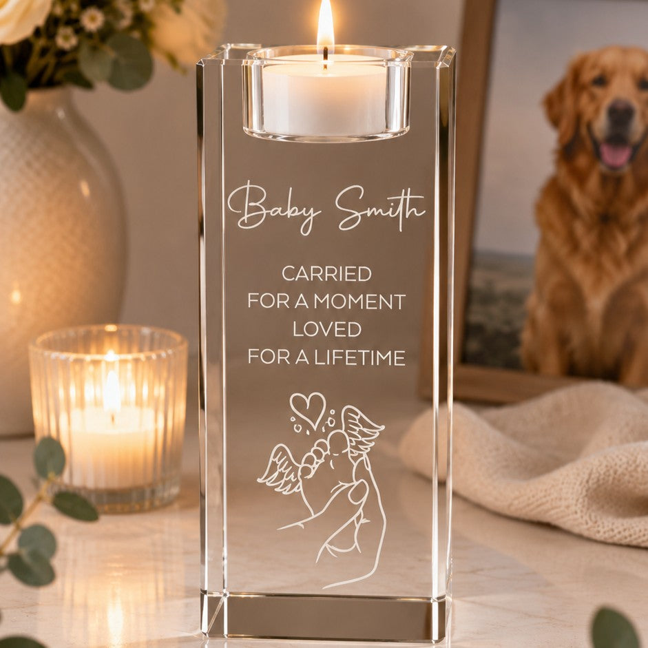 Personalised Baby Loss Crystal Candle Holder