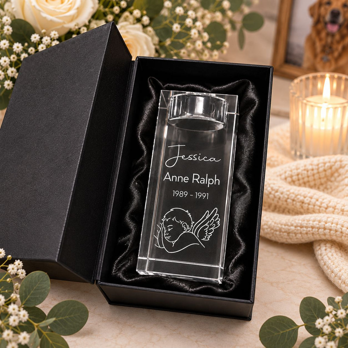 Personalised Baby Loss Crystal Candle Holder