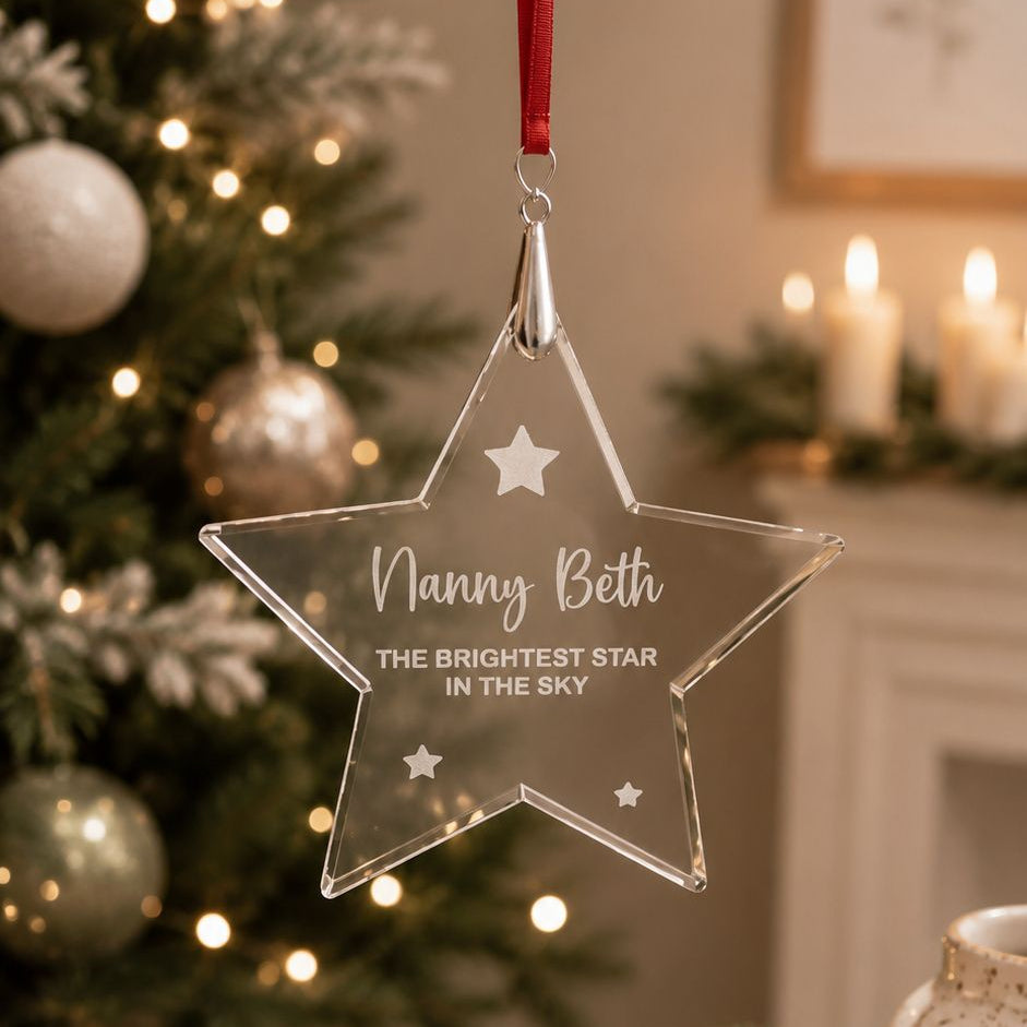 Brightest Star in the Sky personalised crystal remembrance ornament