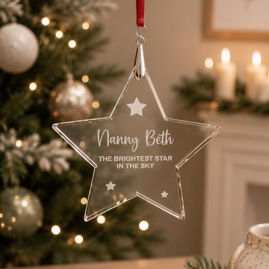 80mm crystal memorial Christmas tree ornament personalised with name