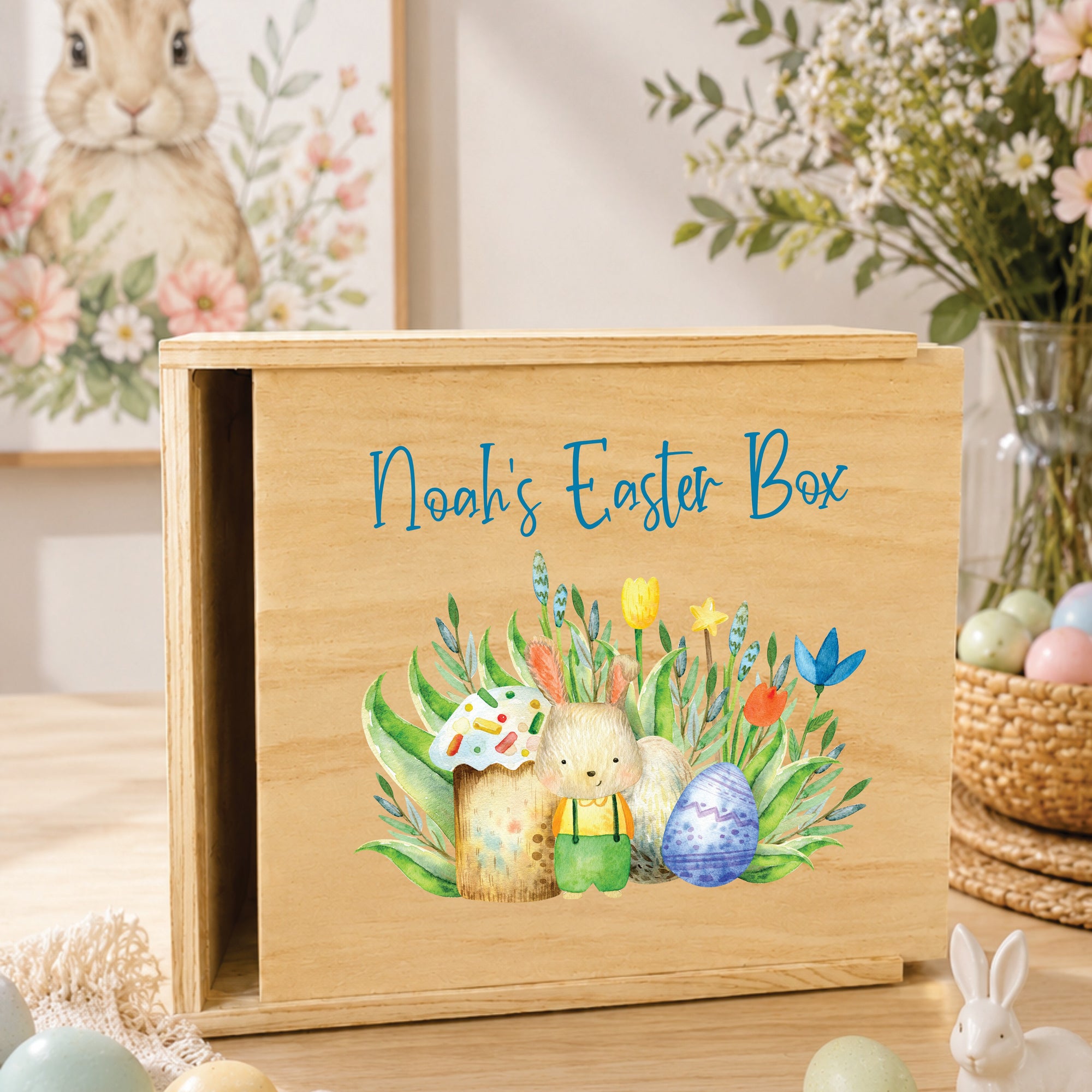 Personalised Easter Box - Bunny With Cake