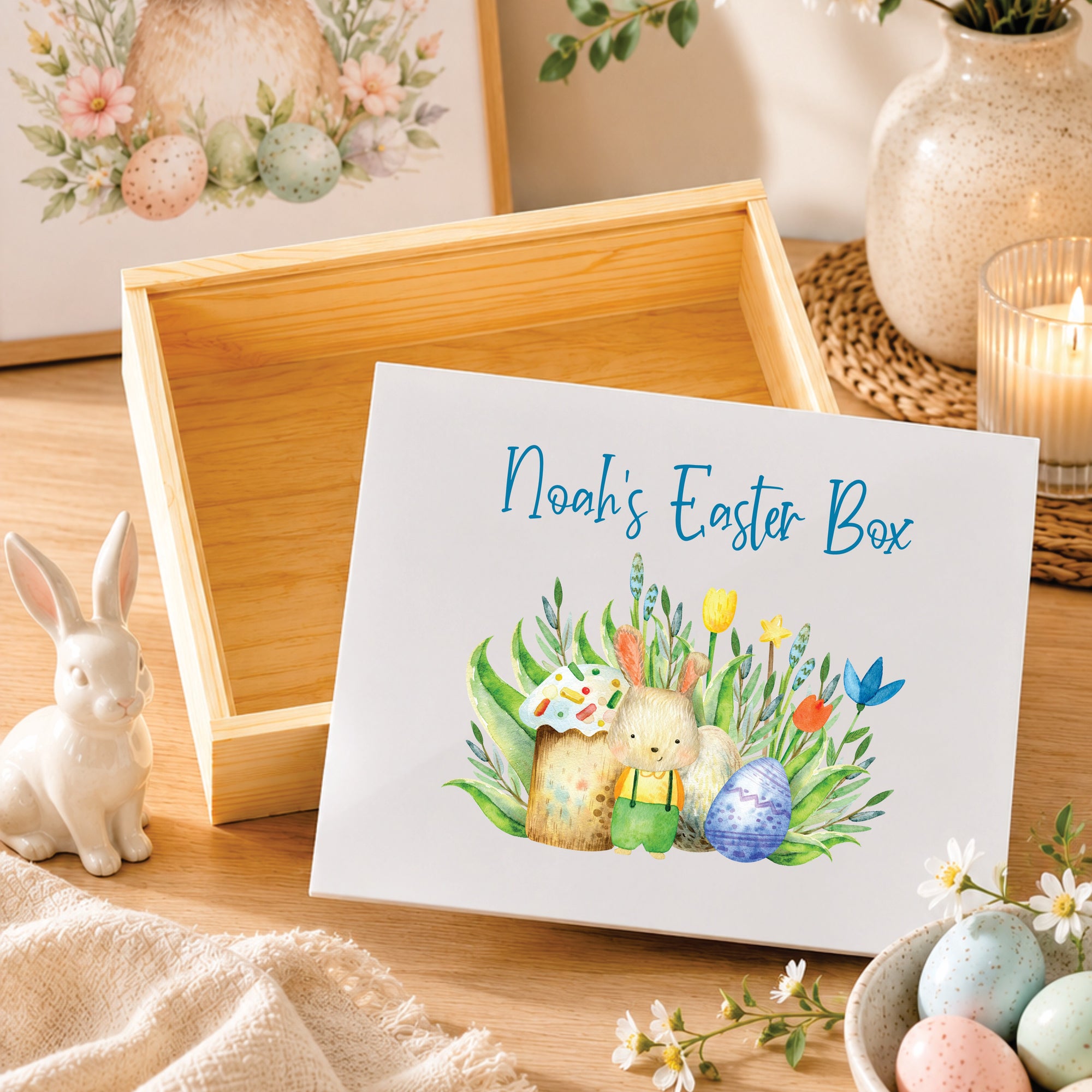 Personalised Easter Box - Bunny With Cake