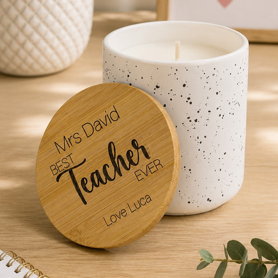 personalised candle for teacher