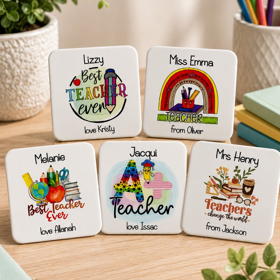 personalised teacher coaster gifts