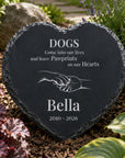 Natural slate heart pet memorial for dogs with personalised remembrance design