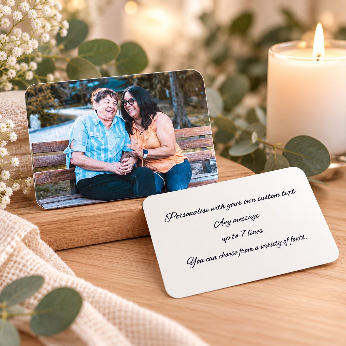 wallet card with photo and text