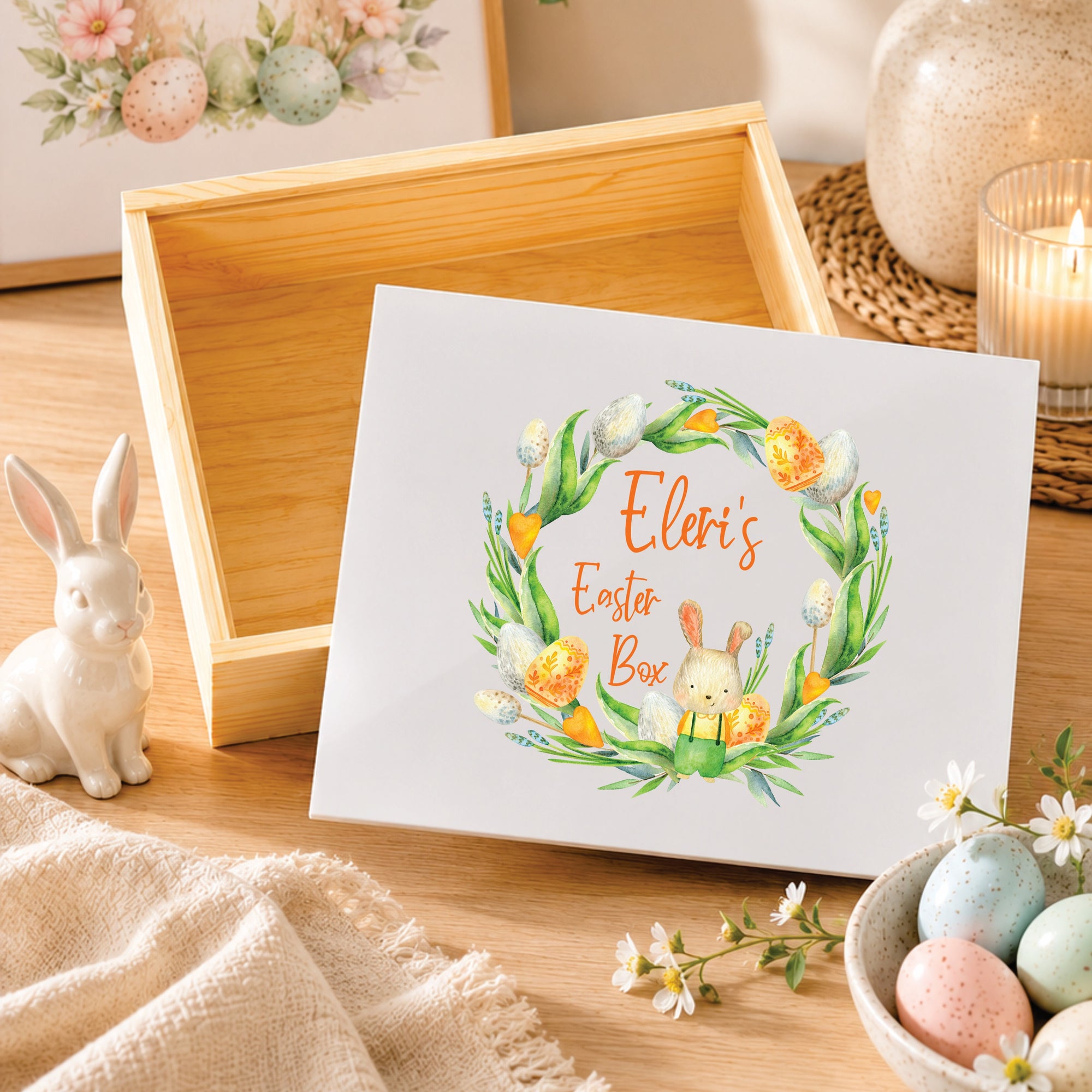 Personalised Easter Box - Orange Wreath