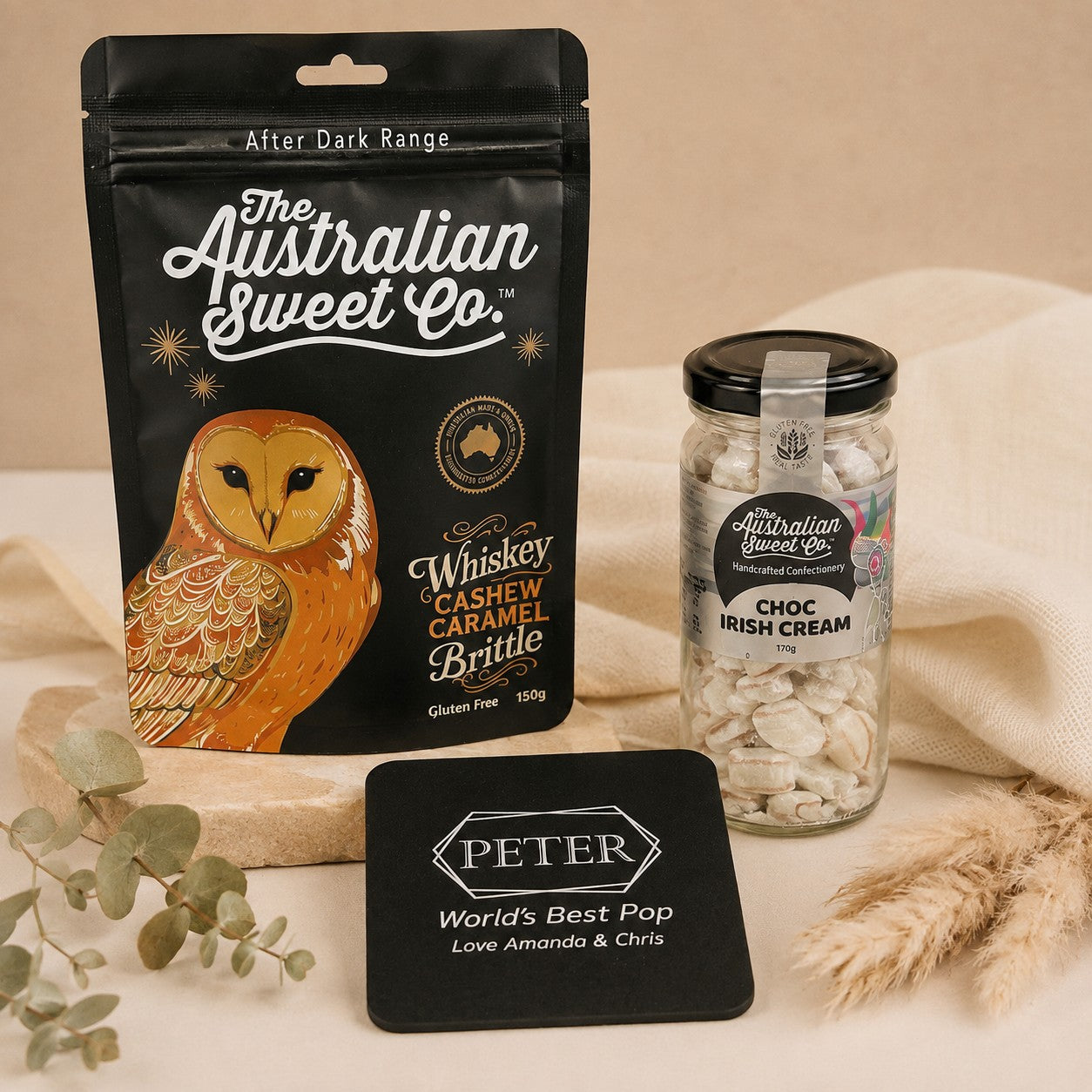 engraved coaster hamper