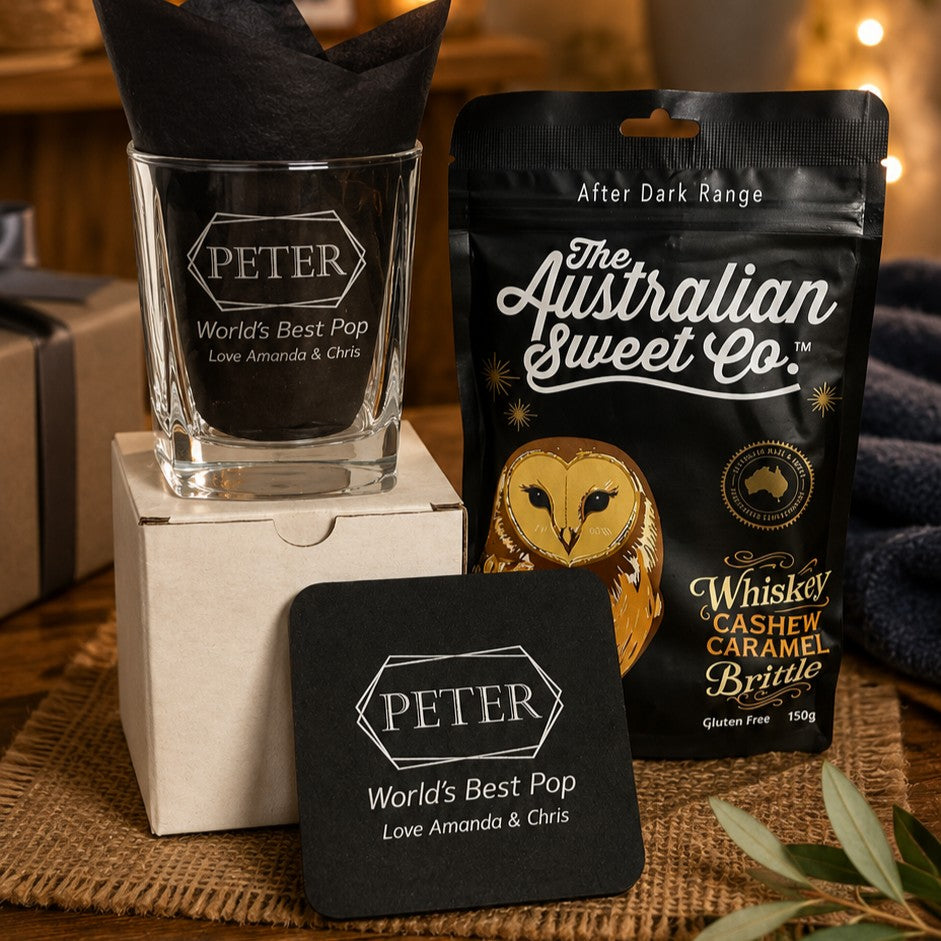 engraved glass gift set