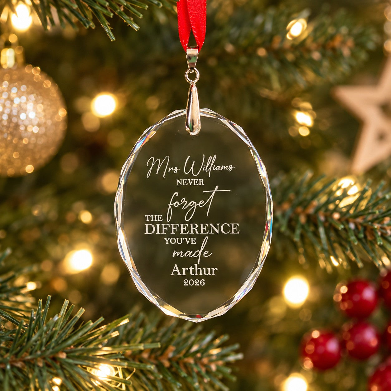 engraved teacher ornament