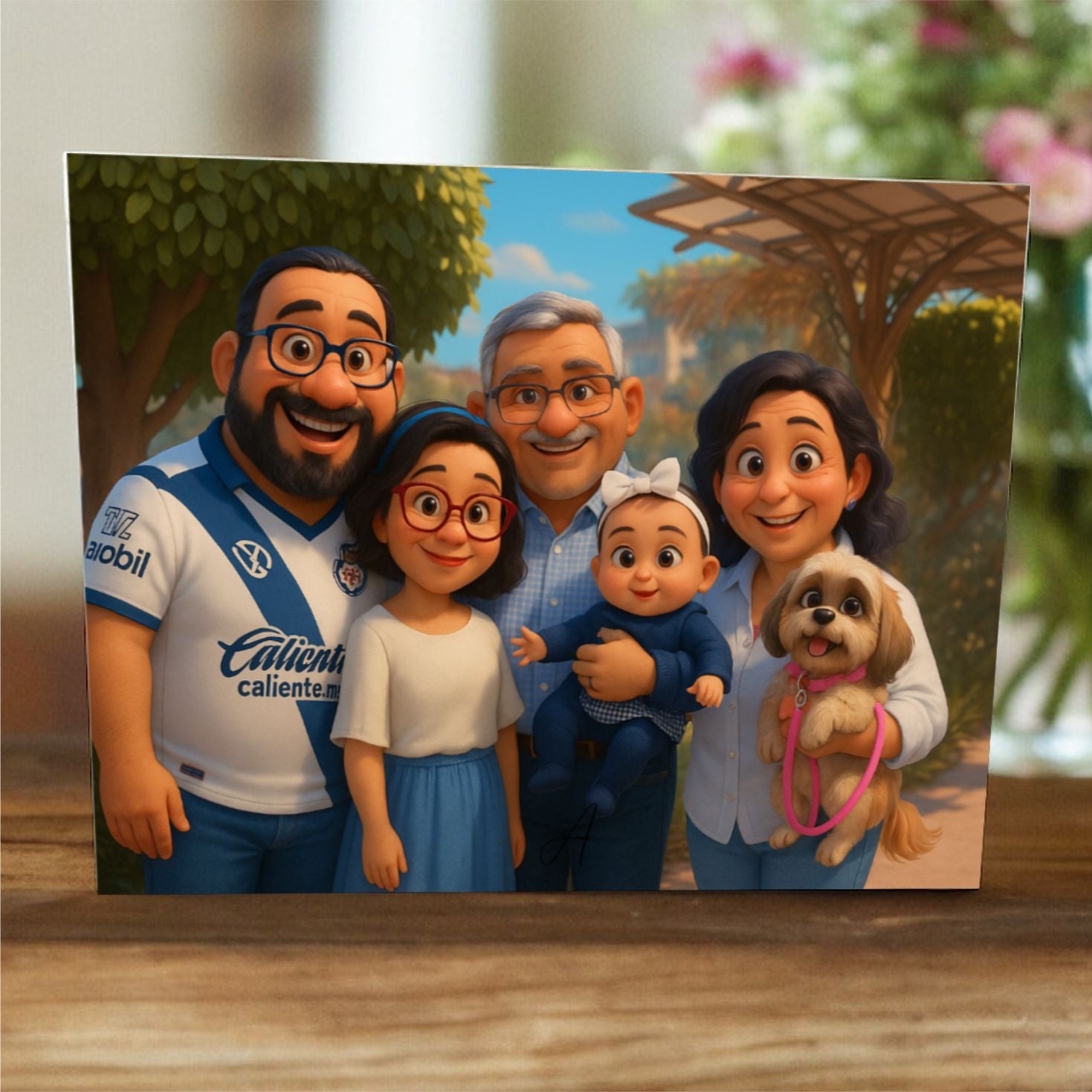 Custom Pixar style family illustration keepsake gift