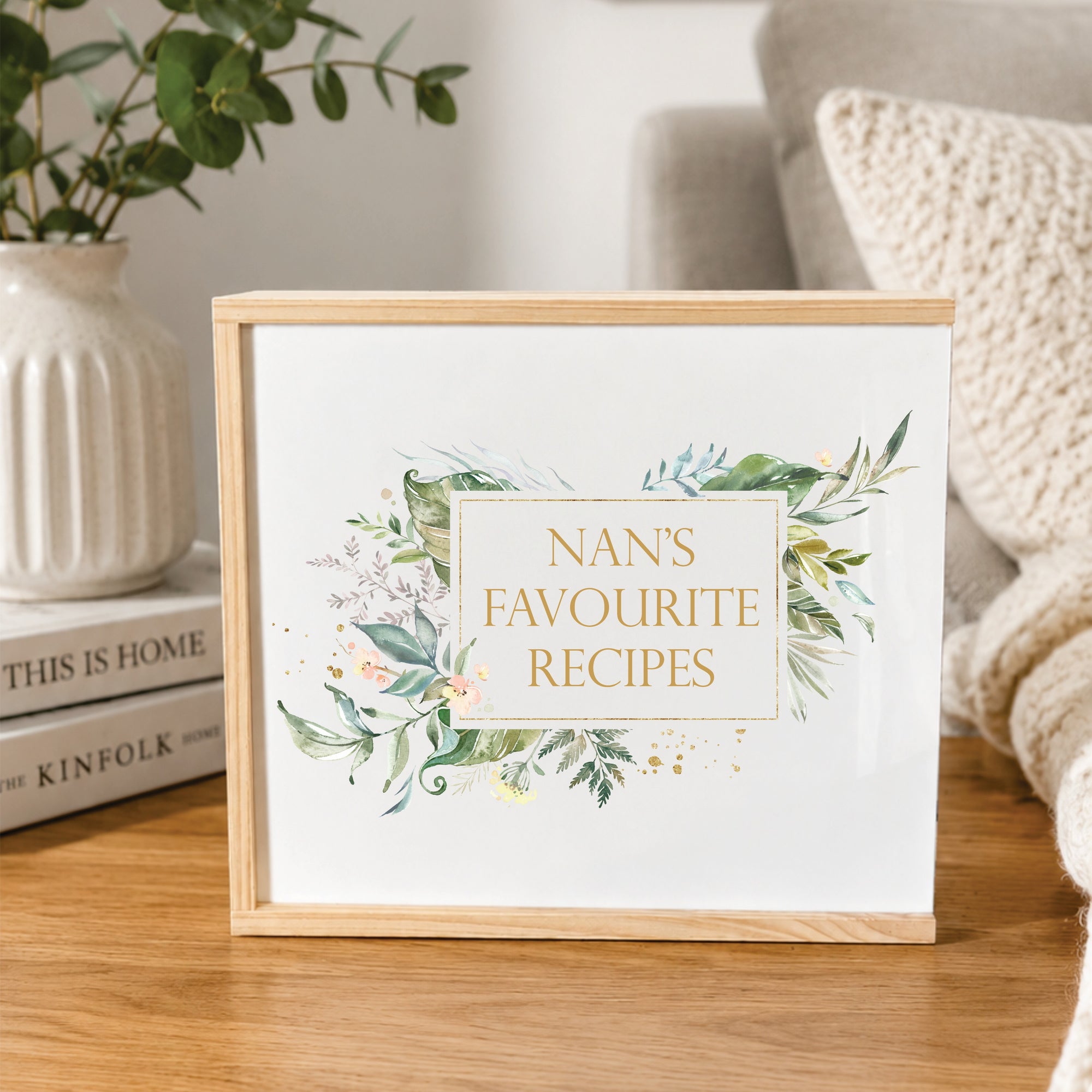 Green Floral Frame - Personalised Wooden Box